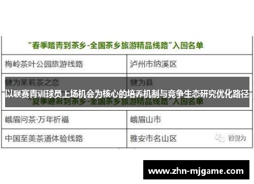 以联赛青训球员上场机会为核心的培养机制与竞争生态研究优化路径